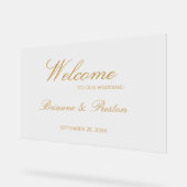 Aangepaste Eenvoudige Moderne Gouden Script Trouw  Acryl Bord (Hoek)