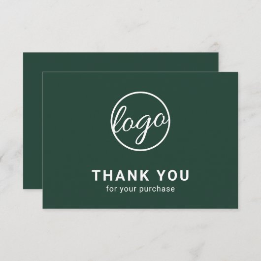 Aangepaste eenvoudige moderne, groene Logo Bedankkaart (Voorkant / Achterkant)