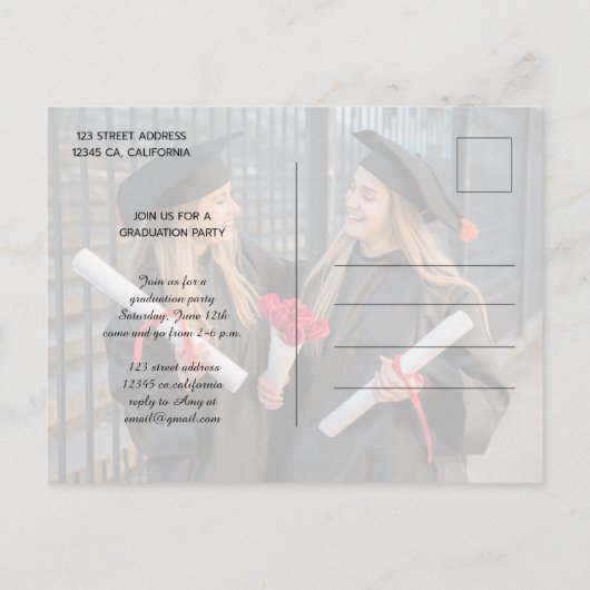 Aangepaste Eenvoudige Moderne Kalligrafie Foto Afs Uitnodiging Briefkaart (Achterkant)