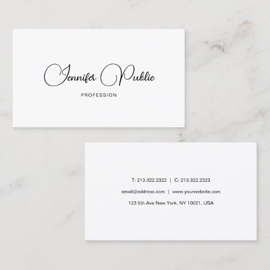 Aangepaste, eenvoudige, moderne Sjabloon-typografi Visitekaartje (Voorkant / Achterkant)