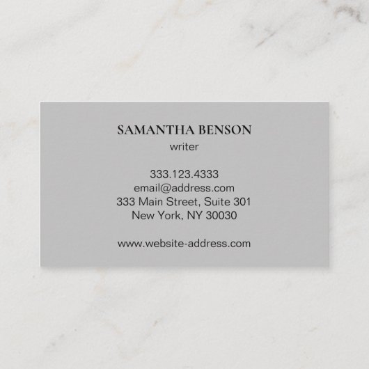 Aangepaste, eenvoudige, moderne zwarte professiona visitekaartje (Achterkant)