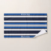 Aangepaste Eenvoudige Navy Blauwe Gestreepte Nauti Bad Handdoek (Handdoek)