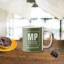 Aangepaste Eenvoudige Olive Green Monogram Busines
