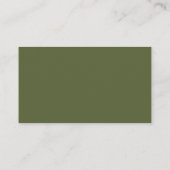 Aangepaste Eenvoudige Olive Green Monogram Busines Visitekaartje (Achterkant)
