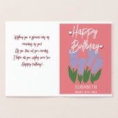 Aangepaste eenvoudige Paarse Floral Vrouw Birthday Folie Kaarten (Binnen)