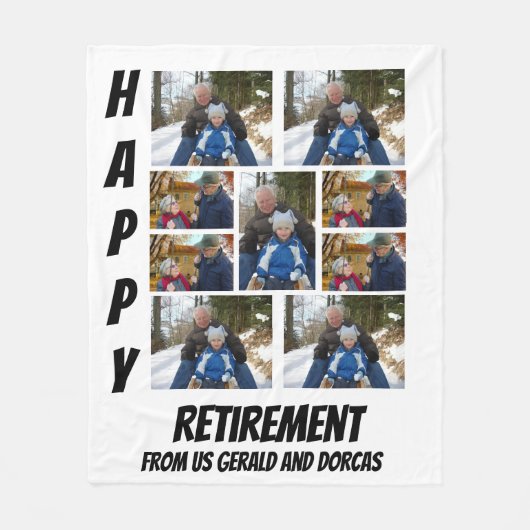 Aangepaste Eenvoudige pensionering 9 Fotocollage F Fleece Deken (Voorkant)