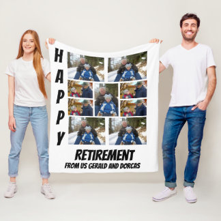 Aangepaste eenvoudige retirement 9 Photo Collage Fleece Deken