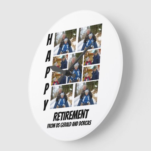 Aangepaste eenvoudige retirement 9 Photo Collage Grote Klok (Hoek)