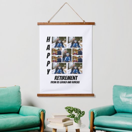 Aangepaste eenvoudige retirement 9 Photo Collage Hangend Wandkleed (Woonkamer)