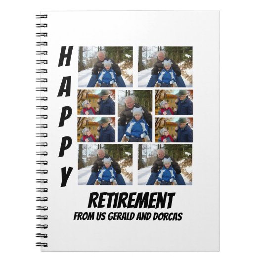 Aangepaste eenvoudige retirement 9 Photo Collage Notitieboek (Voorkant)