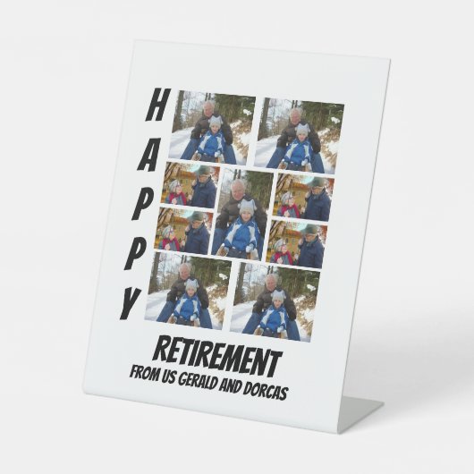 Aangepaste eenvoudige retirement 9 Photo Collage Reclamebord Met Voetstuk (Voorkant)