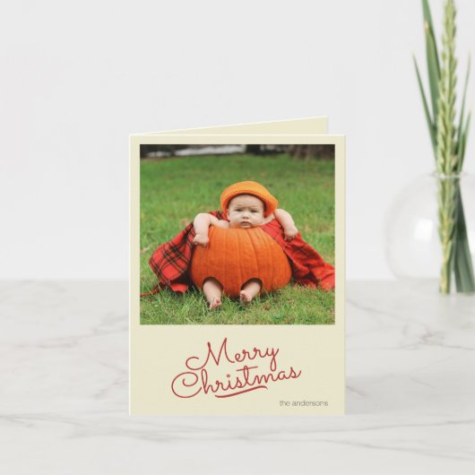 Aangepaste Eenvoudige Retro Enkele Foto Kerstmis Kaart (Voorkant)