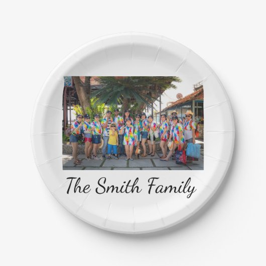 Aangepaste, eenvoudige reünie foto papieren bordje (Voorkant)