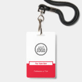 Aangepaste Eenvoudige Rood Kleurenblok Professione Badge (Voorzijde met lanyard)