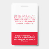 Aangepaste Eenvoudige Rood Kleurenblok Professione Badge (Achterkant)