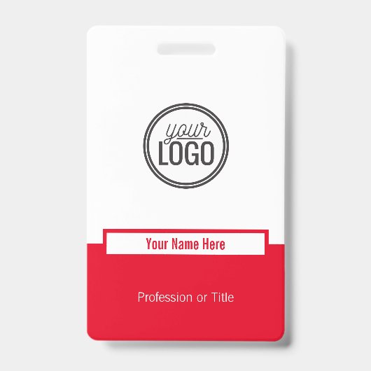 Aangepaste Eenvoudige Rood Kleurenblok Professione Badge (Voorzijde)
