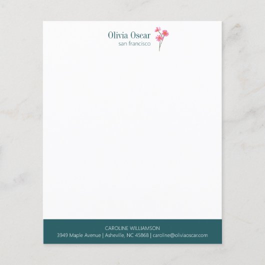 Aangepaste Eenvoudige Roze Blauwgroen Bloemen Zake (Voorkant)