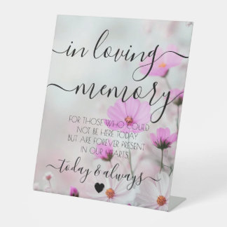 Aangepaste Eenvoudige Roze Bloemen Herdenking Reclamebord Met Voetstuk