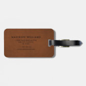 Aangepaste Eenvoudige Sabel Leer Gouden Monogram  Bagagelabel (Achterkant horizontaal)