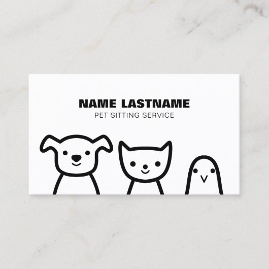 Aangepaste Eenvoudige Schattigee Dog Kat Vogel Hui Visitekaartje (Voorkant)