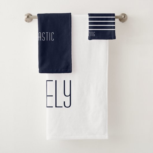 Aangepaste Eenvoudige Schattigee Navy Familie Bad Handdoek (Insitu)
