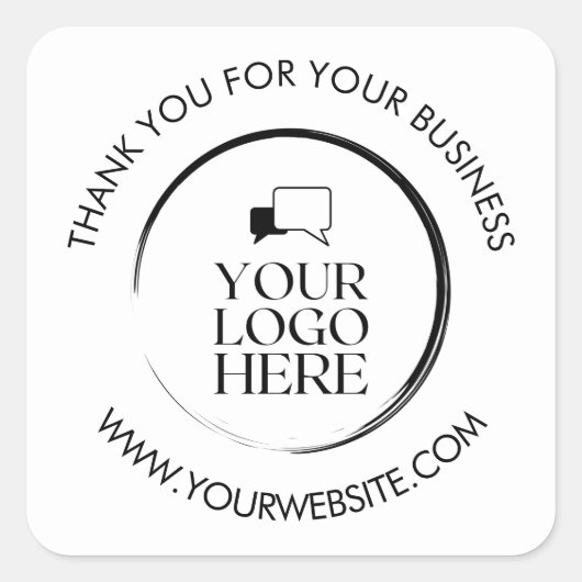 Aangepaste Eenvoudige Schoon Witte Zakelijke Logo Vierkante Sticker (Voorkant)