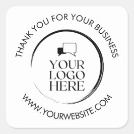 Aangepaste Eenvoudige Schoone Witte Zakelijke Logo Vierkante Sticker