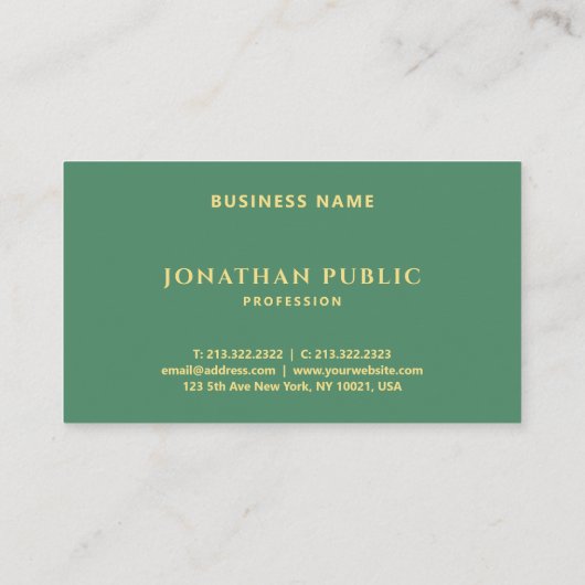 Aangepaste eenvoudige Sjabloon Elegant modern Gold Visitekaartje (Achterkant)