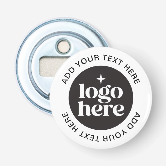 Aangepaste Eenvoudige Tekst Zakelijk Logo Flesopen Button Flesopener (Voorkant)