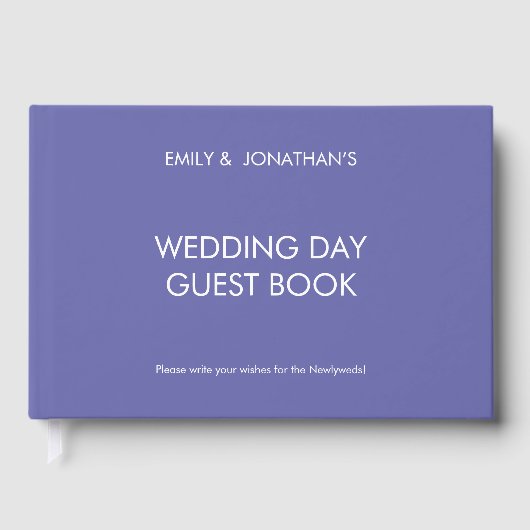 Aangepaste eenvoudige tekstblauwe dag van de bruil gastenboek (Voorkant)