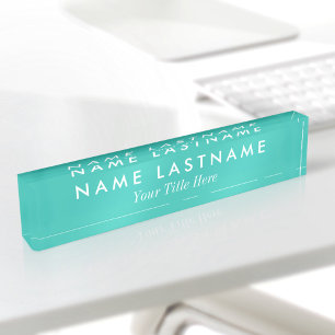 Aangepaste Eenvoudige Turquoise Turkoois Minty Mod Naambordje