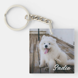 Aangepaste Eenvoudige Twee Pet Foto Sleutelhanger