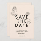 Aangepaste eenvoudige uitnodiging met bruid- en br (Voorkant / Achterkant)