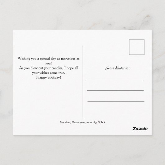 Aangepaste Eenvoudige Verjaardag Stijlvol Plezieri Briefkaart (Achterkant)