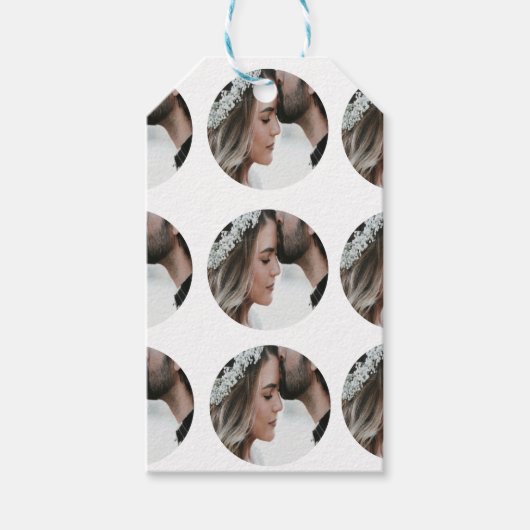 Aangepaste Eenvoudige Voeg Circulaire fotocollage  Cadeaulabel (Voorkant)