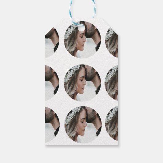 Aangepaste Eenvoudige Voeg Circulaire fotocollage  Cadeaulabel (Achterkant)