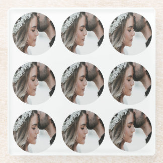 Aangepaste Eenvoudige Voeg Circulaire fotocollage  Glazen Onderzetter