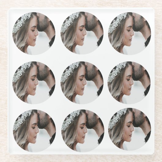 Aangepaste Eenvoudige Voeg Circulaire fotocollage Glazen Onderzetter (Voorkant)