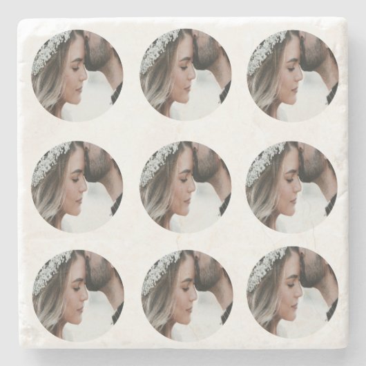 Aangepaste Eenvoudige Voeg Circulaire fotocollage Stenen Onderzetter (Voorkant)