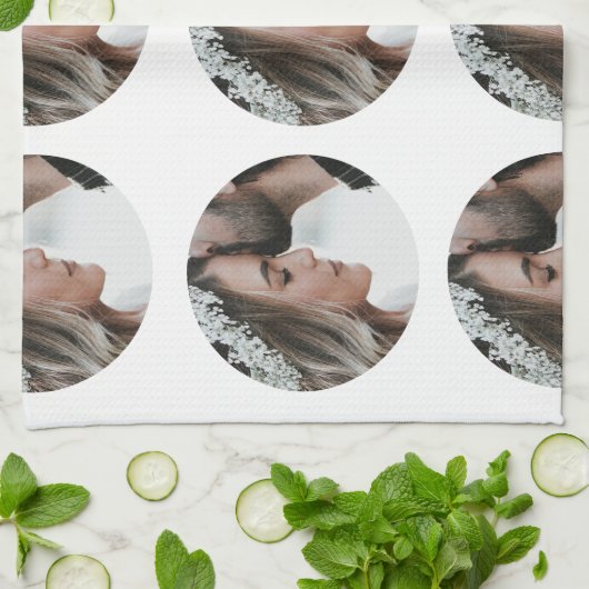 Aangepaste Eenvoudige Voeg Circulaire fotocollage  Theedoek (Gevouwen)