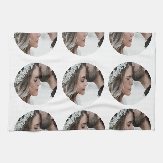 Aangepaste Eenvoudige Voeg Circulaire fotocollage  Theedoek (Horizontaal)