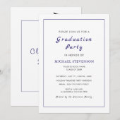 Aangepaste eenvoudige witte afstudeerfeest uitnodi (Voorkant / Achterkant)