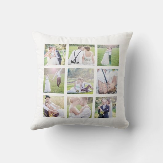 Aangepaste Eenvoudige Witte Vierkante Fotocollage Kussen (Achterkant)