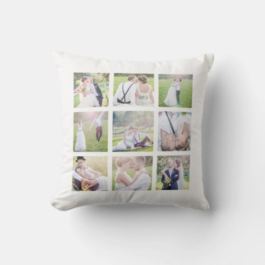 Aangepaste Eenvoudige Witte Vierkante Fotocollage Kussen (Voorkant)