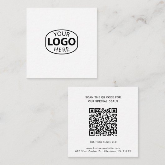 Aangepaste eenvoudige zakelijke Logo QR-code Notitiekaartje (Voorkant / Achterkant)