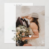 Aangepaste Eenvoudige Zwart & Wit Fotobruiloft Kaart (Voorkant / Achterkant)