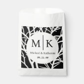 Aangepaste Eenvoudige Zwarte En Witte Monogram Tak Bedankzakje (Voorkant)