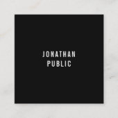 Aangepaste, eenvoudige, zwarte en witte Sjabloon Vierkante Visitekaartje (Voorkant)