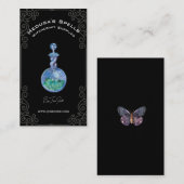 Aangepaste eenvoudige zwarte hekserij spell fles visitekaartje (Voorkant / Achterkant)