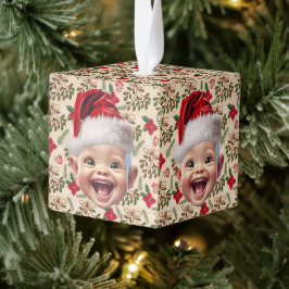 Aangepaste Eerste Baby Gezicht Kerstman Hoed Kerst Decoratie